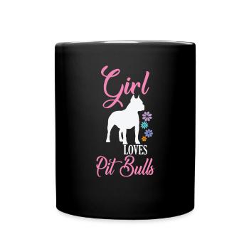 Girl loves Pit Bulls pet - Full Colour Mug - black - Front