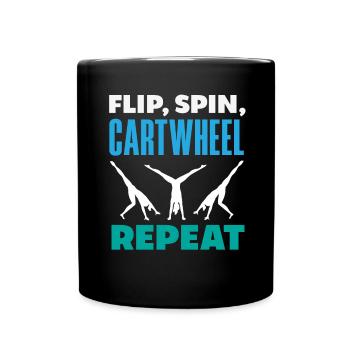 Cool cartwheel gymnastics - Full Colour Mug - black - Front