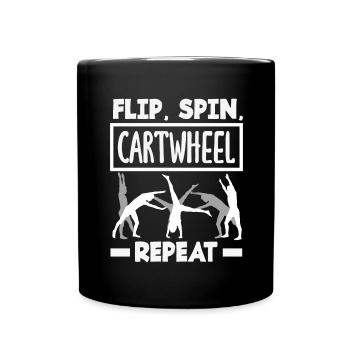 Cool cartwheel gymnastics - Full Colour Mug - black - Front