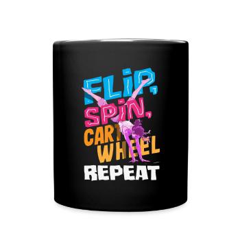 Cool cartwheel gymnastics - Full Colour Mug - black - Front