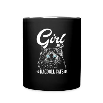 Girl loves Ragdoll Cats Haustier - Tasse einfarbig - Schwarz - Vorne