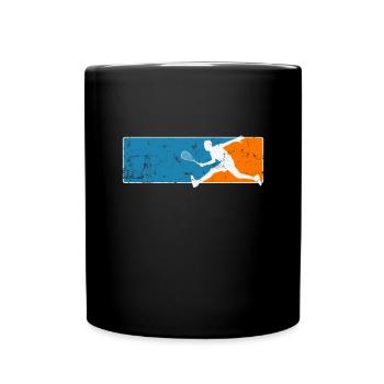 Squash schneller Spieler mit Tennisschläger - Tasse einfarbig - Schwarz - Vorne