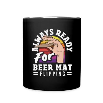 Bierdeckel Umdrehen Spiel Bier - Tasse einfarbig - Schwarz - Vorne