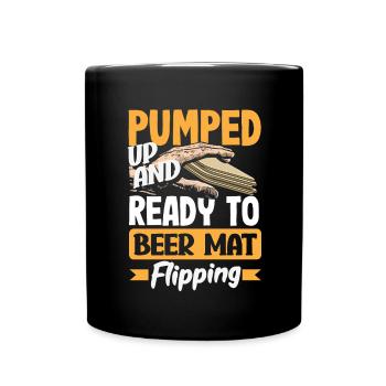 Beer mat turn over game beer - Full Colour Mug - black - Front
