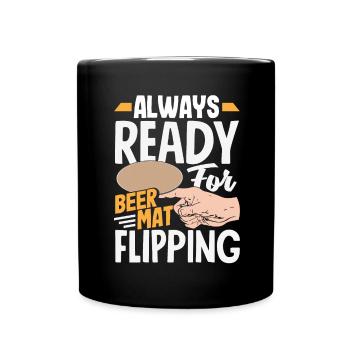Beer mat turn over game beer - Full Colour Mug - black - Front