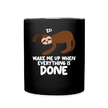 Sleeping Sloth Lazy Sloths - Full Colour Mug - black - Front
