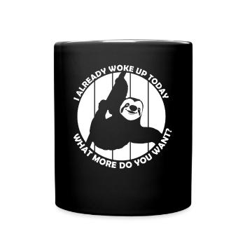 Sloth Tired Sleeping Lazy Slow Sloths - Full Colour Mug - black - Front
