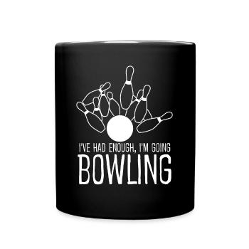Boule de bowling et quilles de bowling - Mug uni - noir - Devant