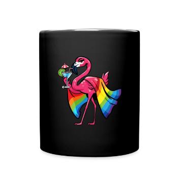 Rosa Flamingo LGBTQ Pride Sommer Tropisch - Tasse einfarbig - Schwarz - Vorne