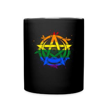 Gay Pride Lgbt Drapeau arc-en-ciel Satan Satanique - Mug uni - noir - Devant