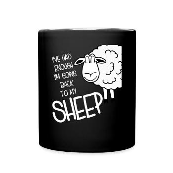 Sheep Shepherd Farmer - Full Colour Mug - black - Front