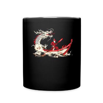 Funny Dragon Boat Paddle - Full Colour Mug - black - Front