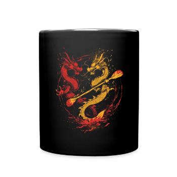 Funny Dragon Boat Paddle - Full Colour Mug - black - Front