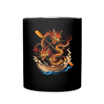 Lustiges Drachenboot-paddel - Tasse einfarbig - Schwarz - Vorne