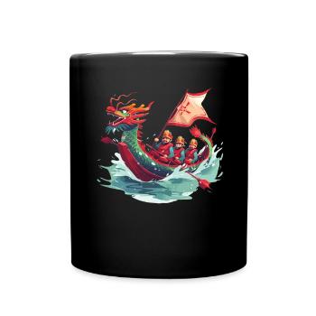 Lustiges Drachenboot-paddel - Tasse einfarbig - Schwarz - Vorne
