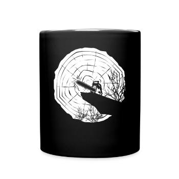 Chainsaw Chain Saw Lumberjack Moon - Full Colour Mug - black - Front
