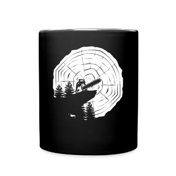 Chainsaw Chain Saw Lumberjack Fire Wood - Full Colour Mug - black - Front