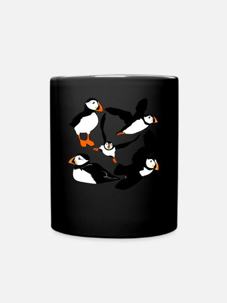 Puffin Flying Puffins - Full Colour Mug - black
