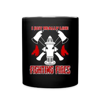 Fire Brigade Firefighter Fire Truck - Tasse einfarbig - Schwarz - Vorne