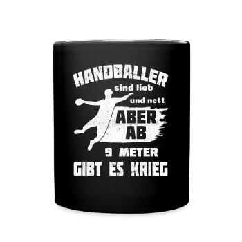 Handballer sind lieb und nett - Tasse einfarbig - Schwarz - Vorne