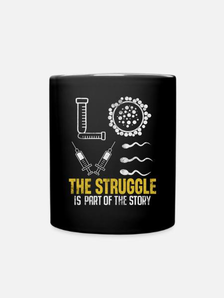 Infertility IVF Egg Retrieval Orange Ribbon - Full Colour Mug - black