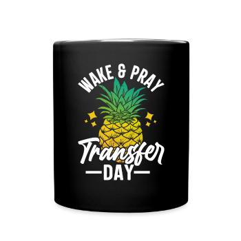 Wake Pray Transfer Day Orange Ribbon IVF Egg - Full Colour Mug - black - Front