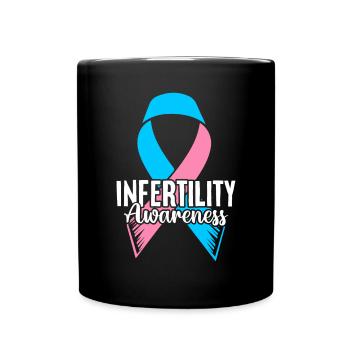 Infertility Awareness Pink and Blue Ribbon - Full Colour Mug - black - Front
