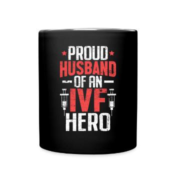 IVF Husband Vitro Fertilization IVF 1 in 8 Orange - Full Colour Mug - black - Front