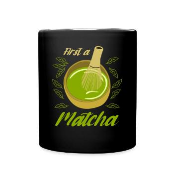 Matcha -grüner Tee - Tasse einfarbig - Schwarz - Vorne