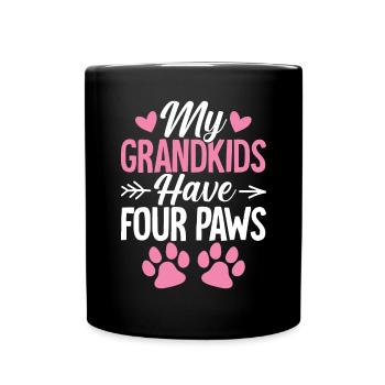 Meine Enkelkinder haben Pfoten Lustiger Hund Oma Vier - Tasse einfarbig - Schwarz - Vorne