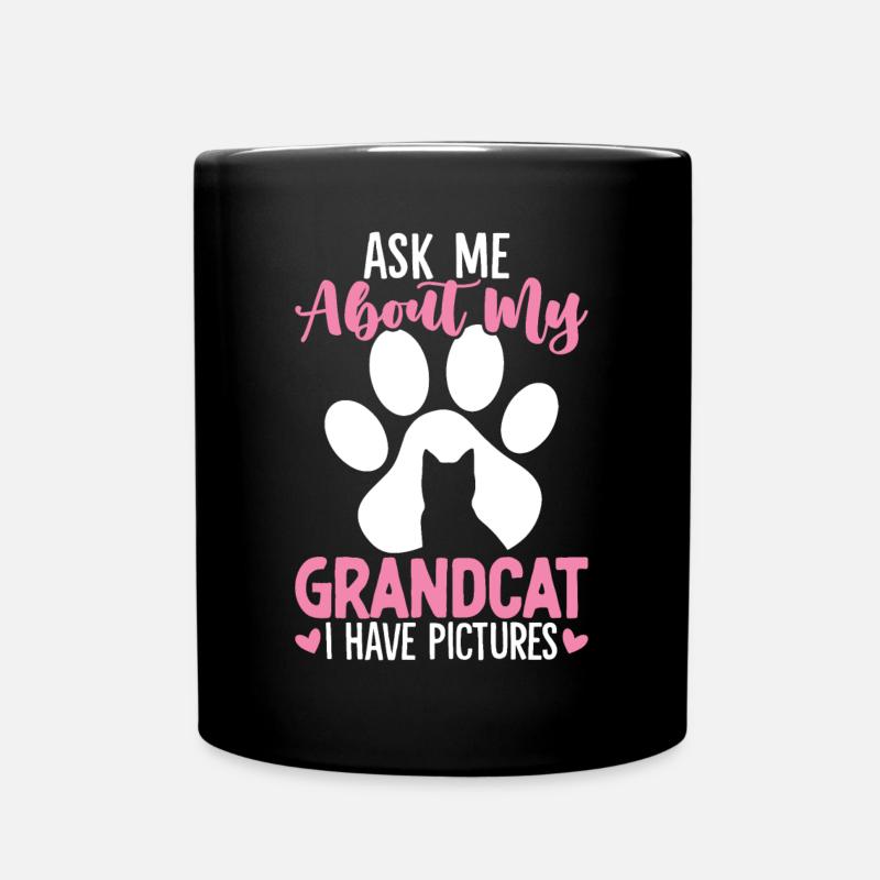 Ask Me About Funny Grandma Kitten Grandcat Cats - Full Colour Mug - black