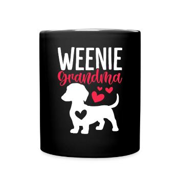 Weenie Oma Lustiger Hund Oma Dackel Hund - Tasse einfarbig - Schwarz - Vorne