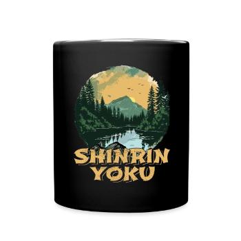 Shinrin Yoku Japanese Art Nature Forest - Tasse einfarbig - Schwarz - Vorne