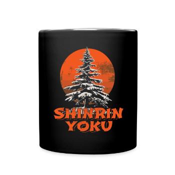 Shinrin Yoku Japanese Art Nature Forest - Tasse einfarbig - Schwarz - Vorne