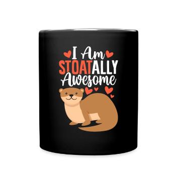 Funny Short Tailed Weasel Ermine Stoat Animal - Full Colour Mug - black - Front