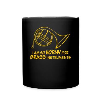 Brass Instrument French Horn Orchestra - Full Colour Mug - black - Front