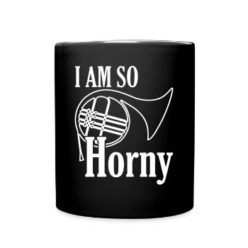 French Horn Orchestra Brass Instrument - Full Colour Mug - black - Front