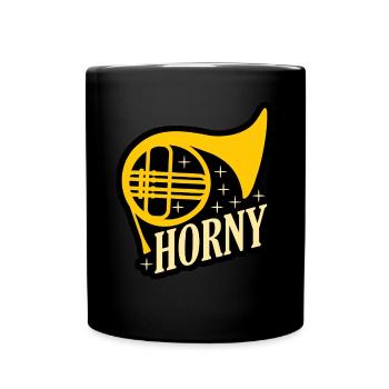 Orchestra Brass Instrument French Horn - Full Colour Mug - black - Front