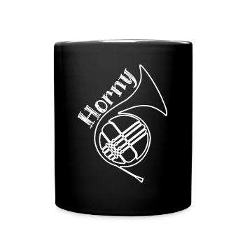 Brass Instrument Orchestra French Horn - Full Colour Mug - black - Front