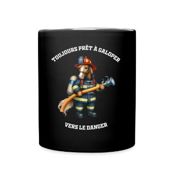Pompier Cheval - Collection Héros - Mug uni - noir - Devant