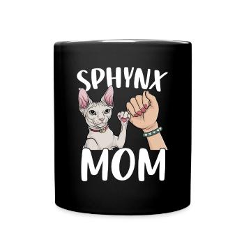 Sphynx Mama Haarlose Katze Lustige Mama Katze Sphynx Haustier - Tasse einfarbig - Schwarz - Vorne