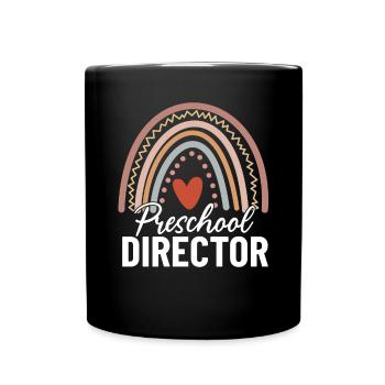 Preschool Director Funny Boho Rainbow Childcare - Full Colour Mug - black - Front
