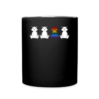 LGBT Gay Cats Lesbian Rainbow Flag - Full Colour Mug - black - Front