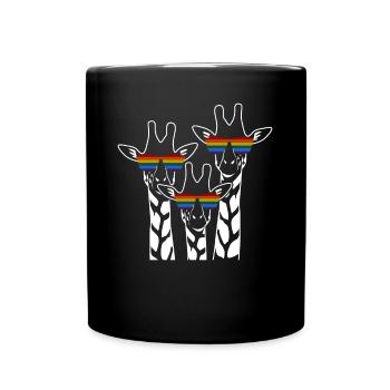 LGBT Giraffes Lesbian Rainbow Flagge - Tasse einfarbig - Schwarz - Vorne