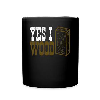 Wood Firewood Workshop Woodworking - Full Colour Mug - black - Front
