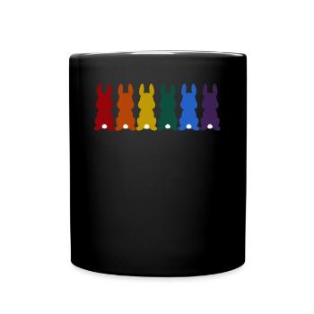 LGBT Gay Bunny Lesbian Rainbow Flag - Full Colour Mug - black - Front