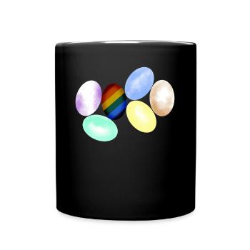 LGBT Chicken Eggs Lesbian Rainbow Flag - Full Colour Mug - black - Front