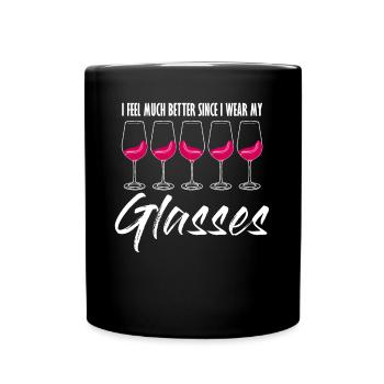 Wine Joke Drinker Wine Glass Vino - Tasse einfarbig - Schwarz - Vorne