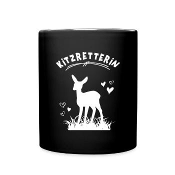 Kitzretterin Kitze Retten Waldtier Rehkitz Baby - Tasse einfarbig - Schwarz - Vorne