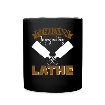 Turner Wood Workshop Lathe Woodturning - Full Colour Mug - black - Front
